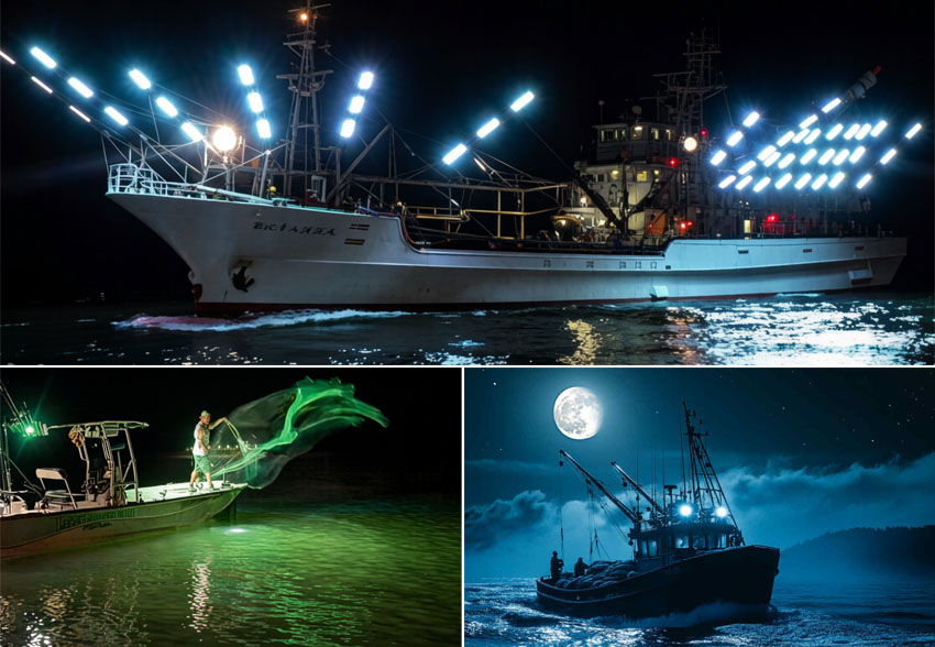 fishing boat night lights